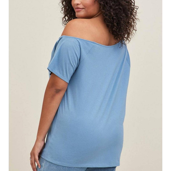 Torrid 3 (3X 22/24)‎ Yellowstone Dutton Ranch Off Shoulder Graphic Tee T Shirt - Picture 2 of 3